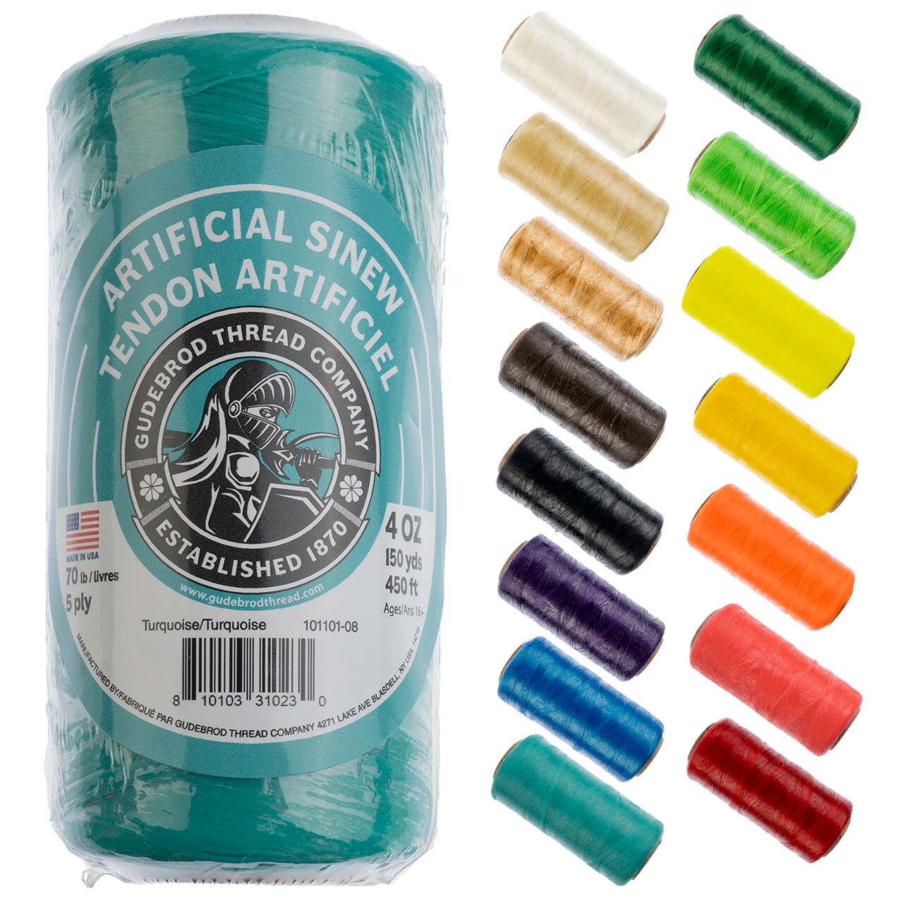 Gudebrod 70lb. 5-Ply Artificial Sinew Thread, 150yd. | Made in USA